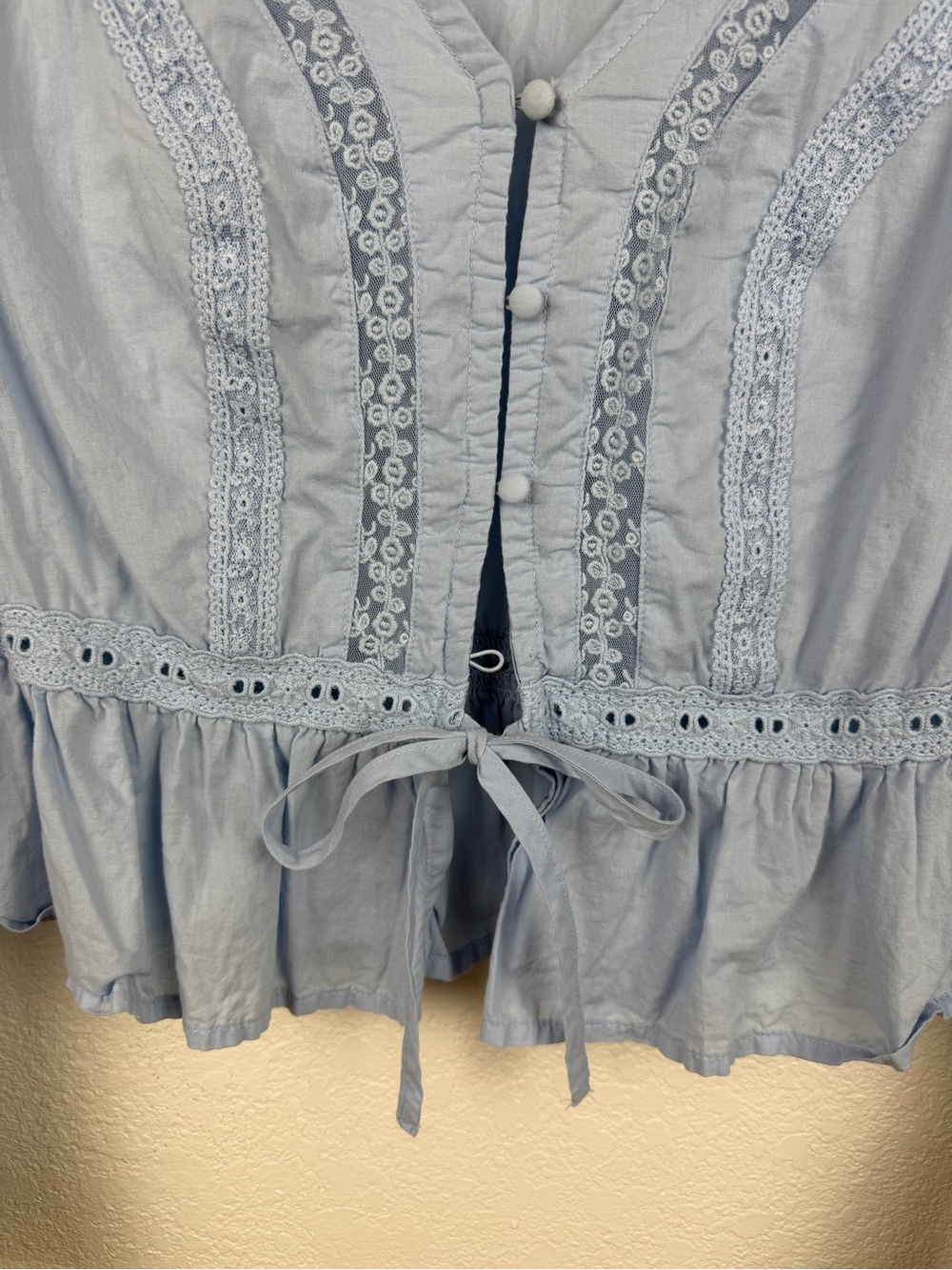 Universal Thread Light Blue Lace-Trim Peplum Tunic - Picture 4 of 4